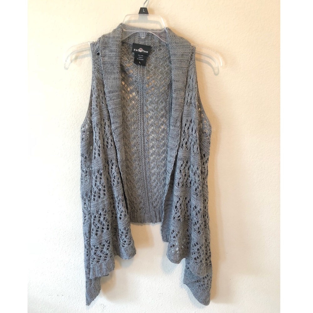 Gray Crochet Knit Vest